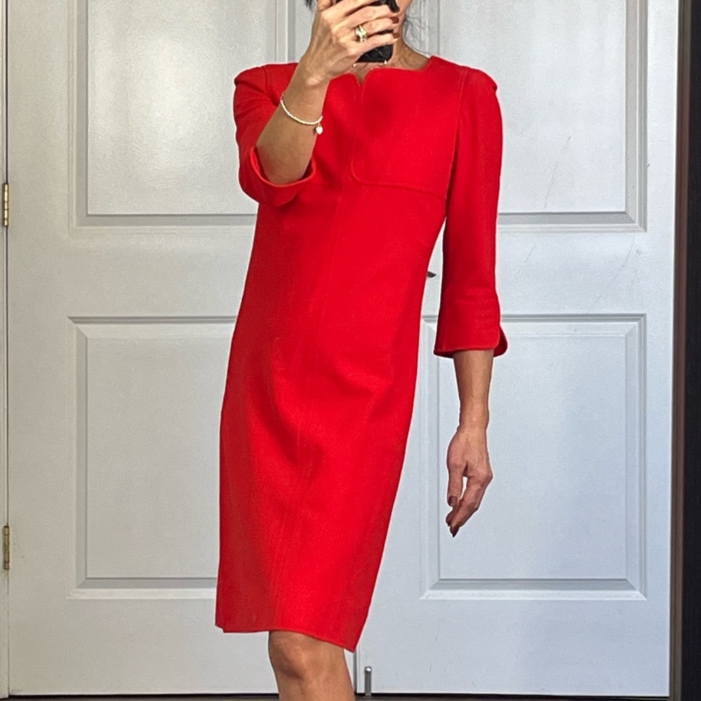 Courreges Paris red elbow sleeves dress size 4